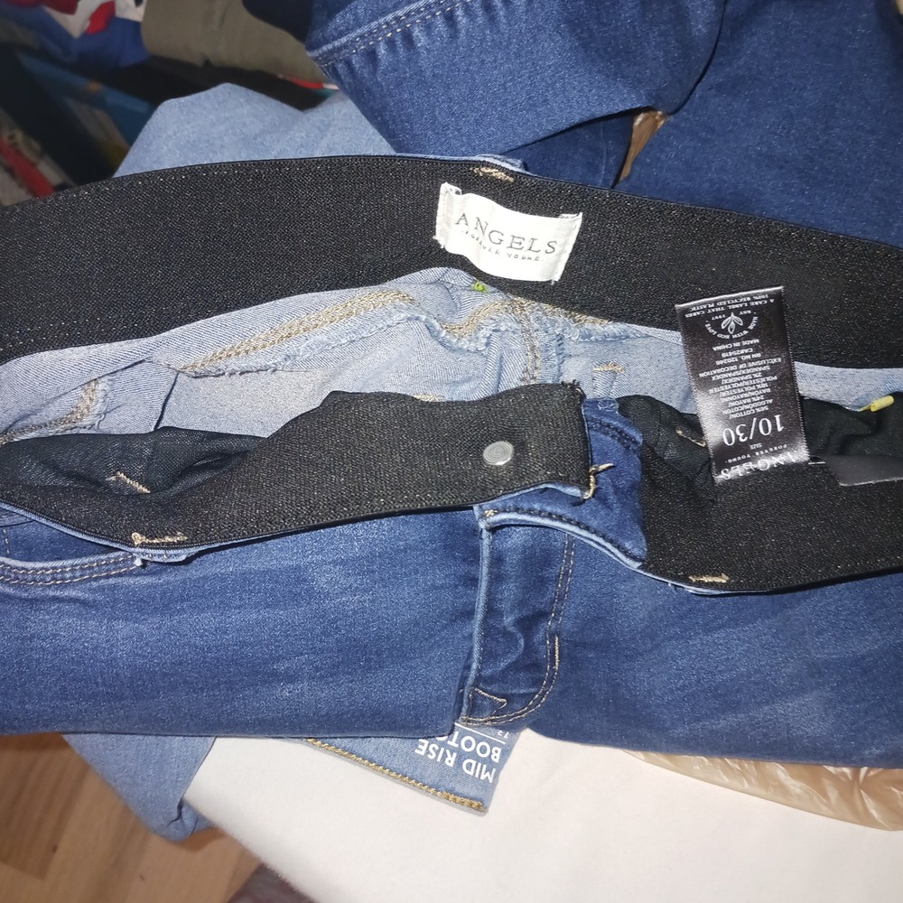 Angels Forever Young Skinny Blue Jeans Medium Wash Elastic Waist 10/30 - Picture 9 of 9